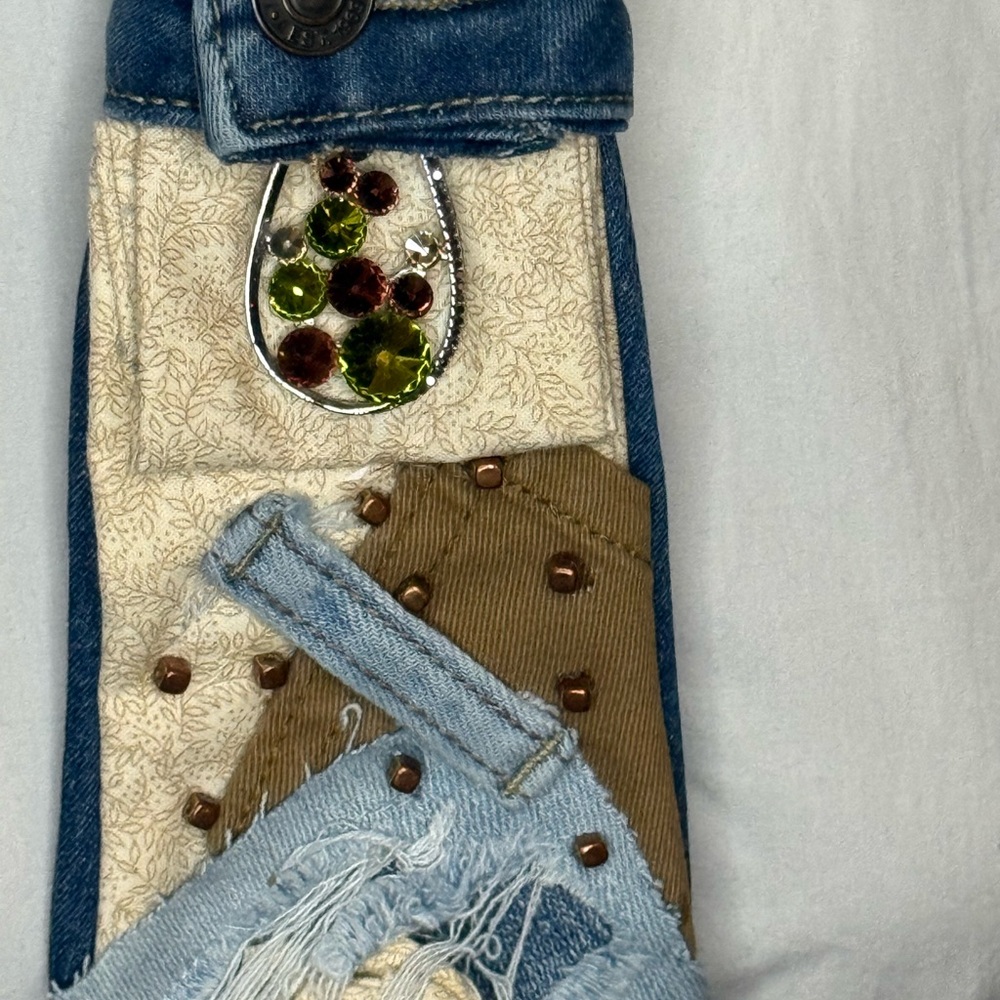 Unique Denim And Beige Patchwork Tie - image 3